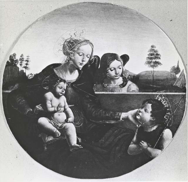 Anonimo — Mainardi Bastiano - sec. XV/XVI - Madonna con Bambino, san Giovannino e un angelo — insieme